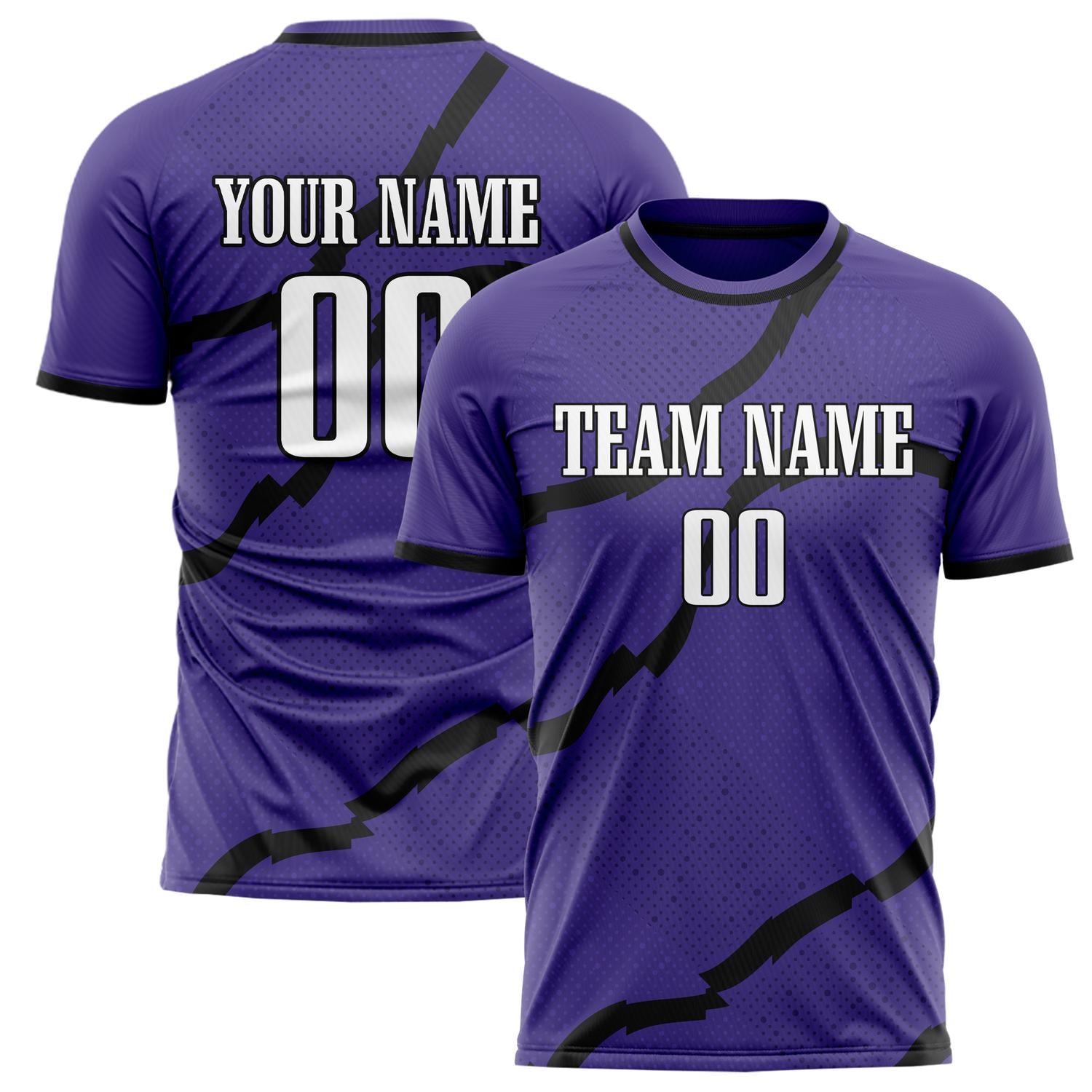 Custom Purple Black Pattern Soccer Jersey FT02240809JC086