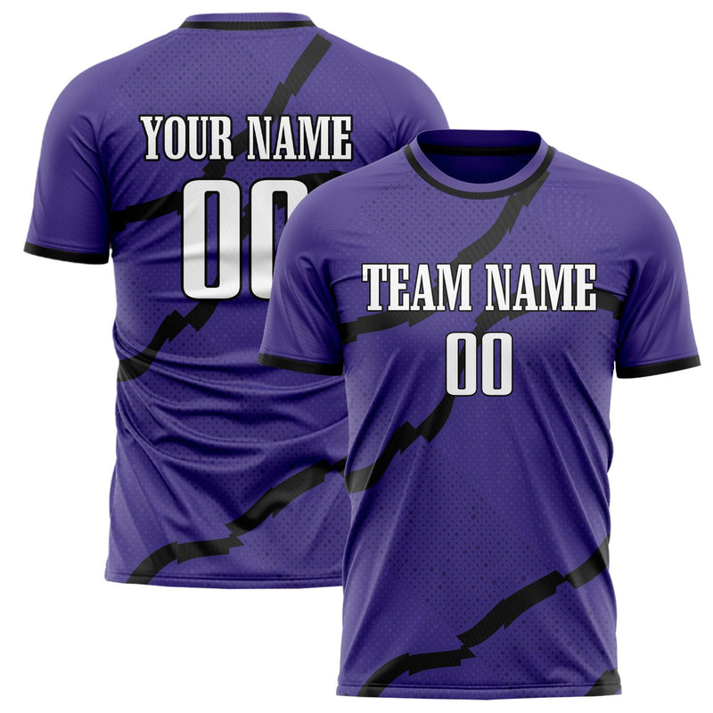 Custom Purple Black Pattern Soccer Jersey FT02240809JC086