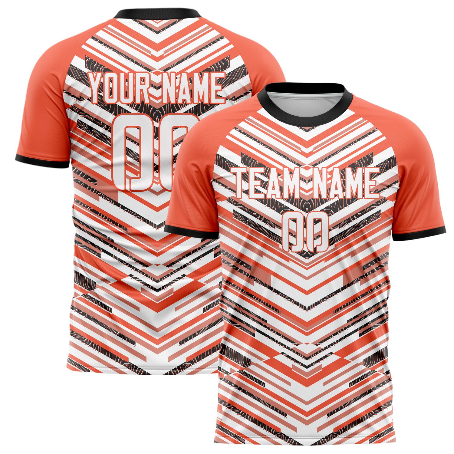 Custom Red White Pattern Soccer Jersey FT02240809JC089