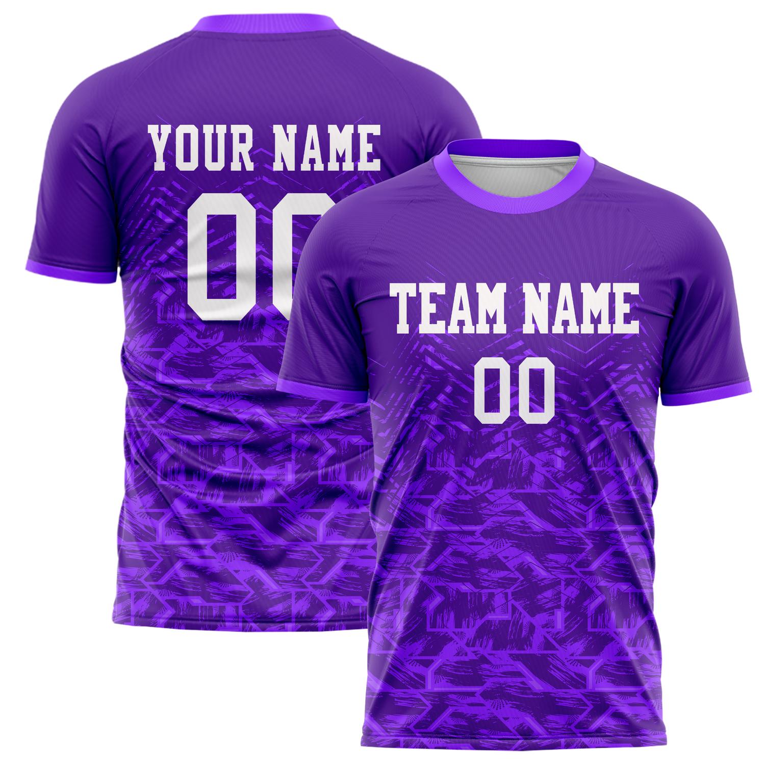 Custom Purple White Pattern Soccer Jersey FT02240809JC090