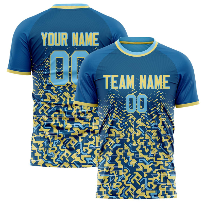 Custom Navy Cream Pattern Soccer Jersey FT02240809JC091