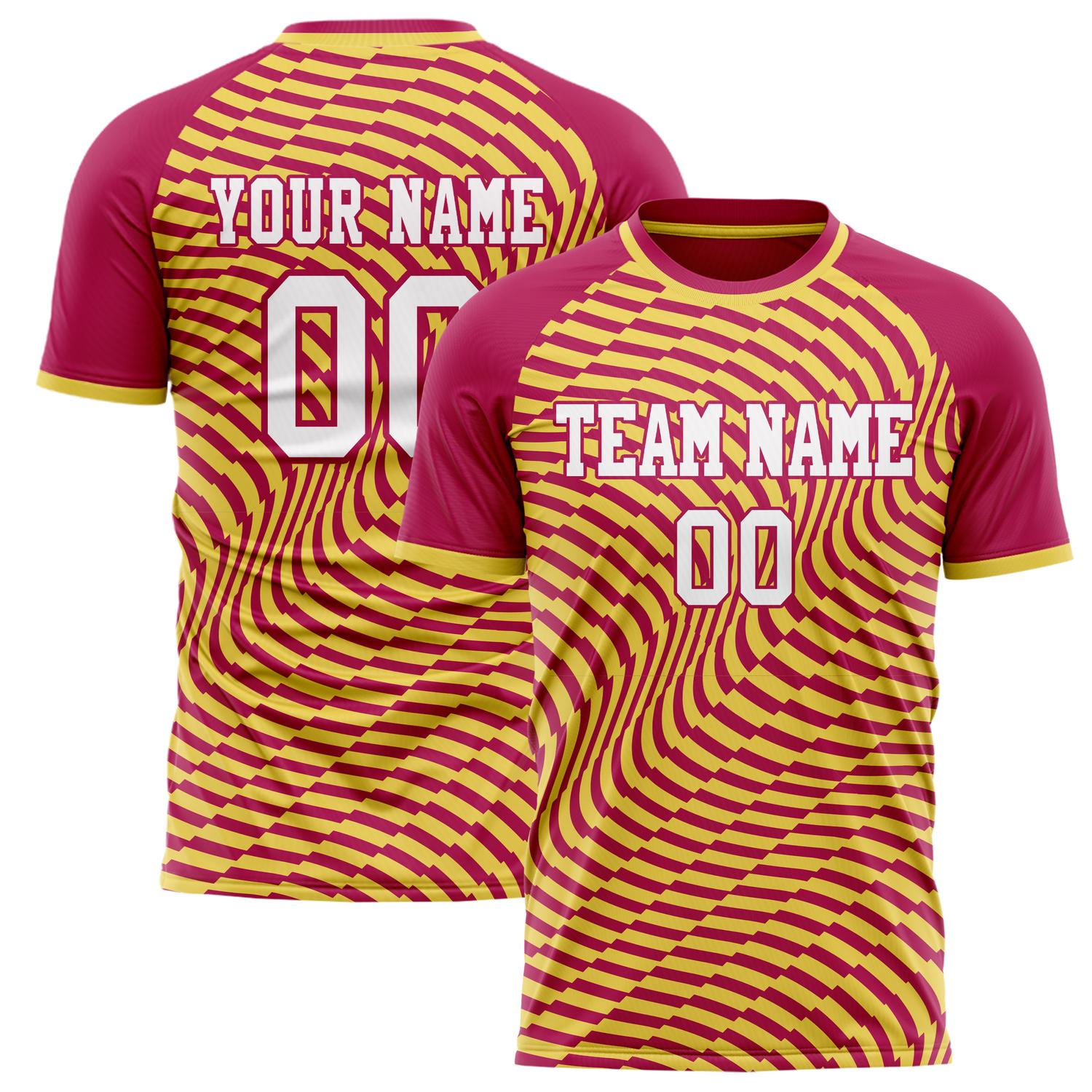 Custom Red Gold Pattern Soccer Jersey FT02240809JC092