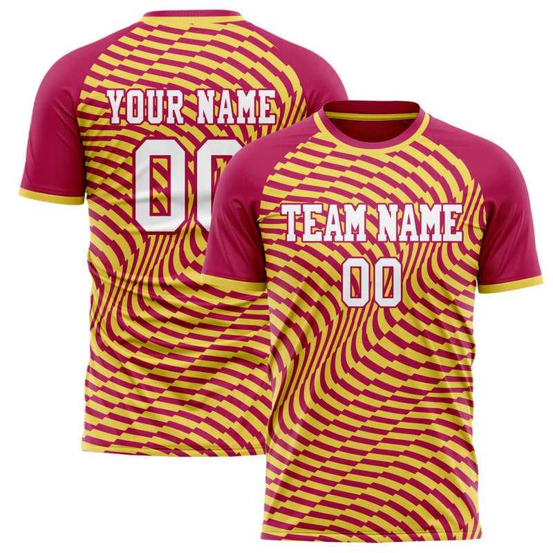 Custom Red Gold Pattern Soccer Jersey FT02240809JC092