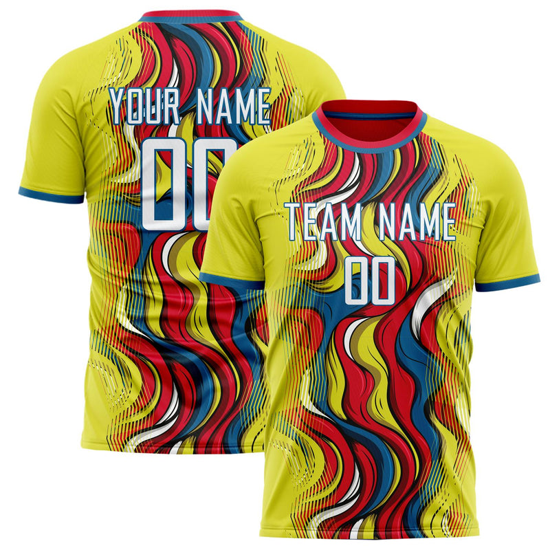 Custom Yellow Red Pattern Soccer Jersey FT02240809JC096