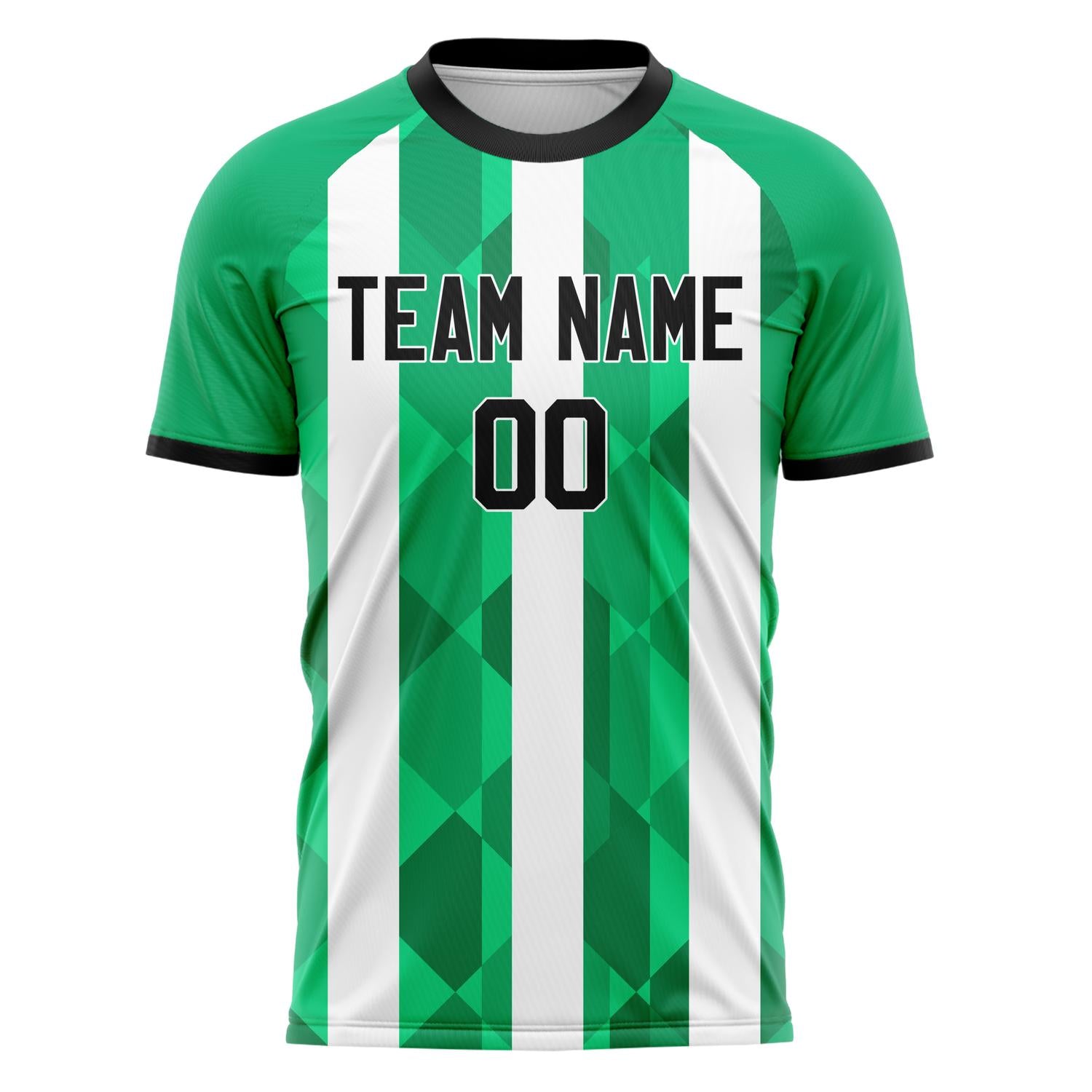 Custom Green White Pattern Soccer Jersey