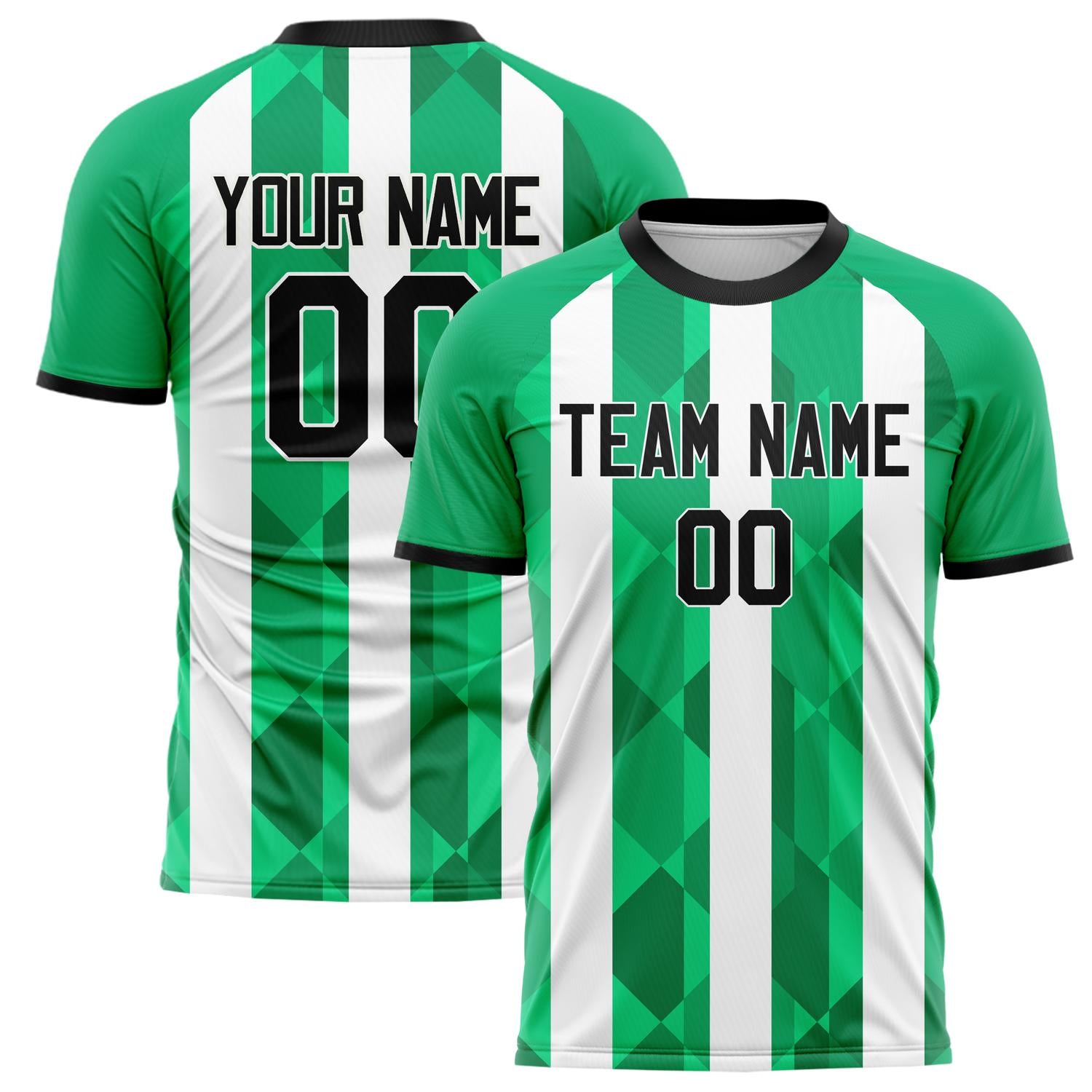 Custom Green White Pattern Soccer Jersey FT02240809JC097