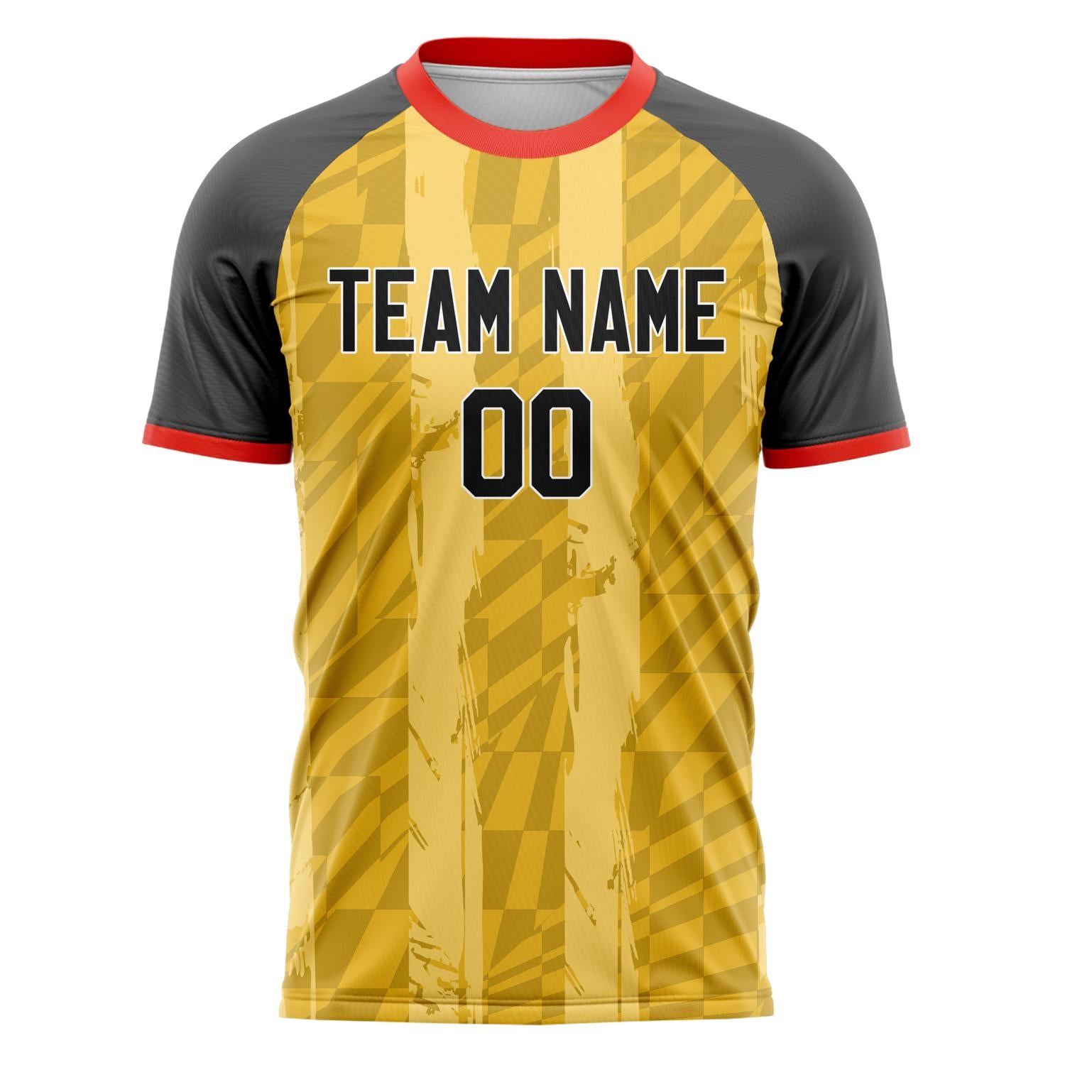Custom Old Gold Gray Pattern Soccer Jersey