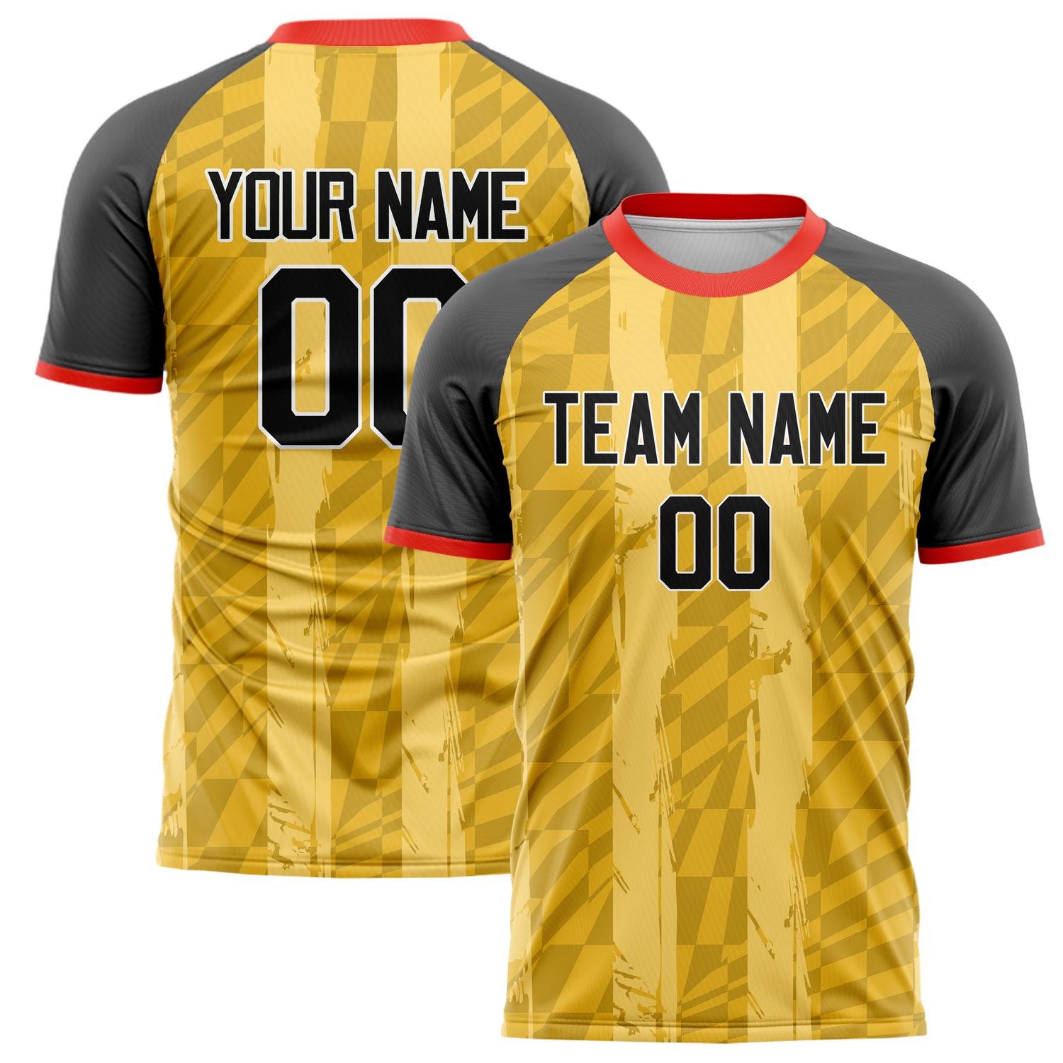 Custom Old Gold Gray Pattern Soccer Jersey FT02240809JC098