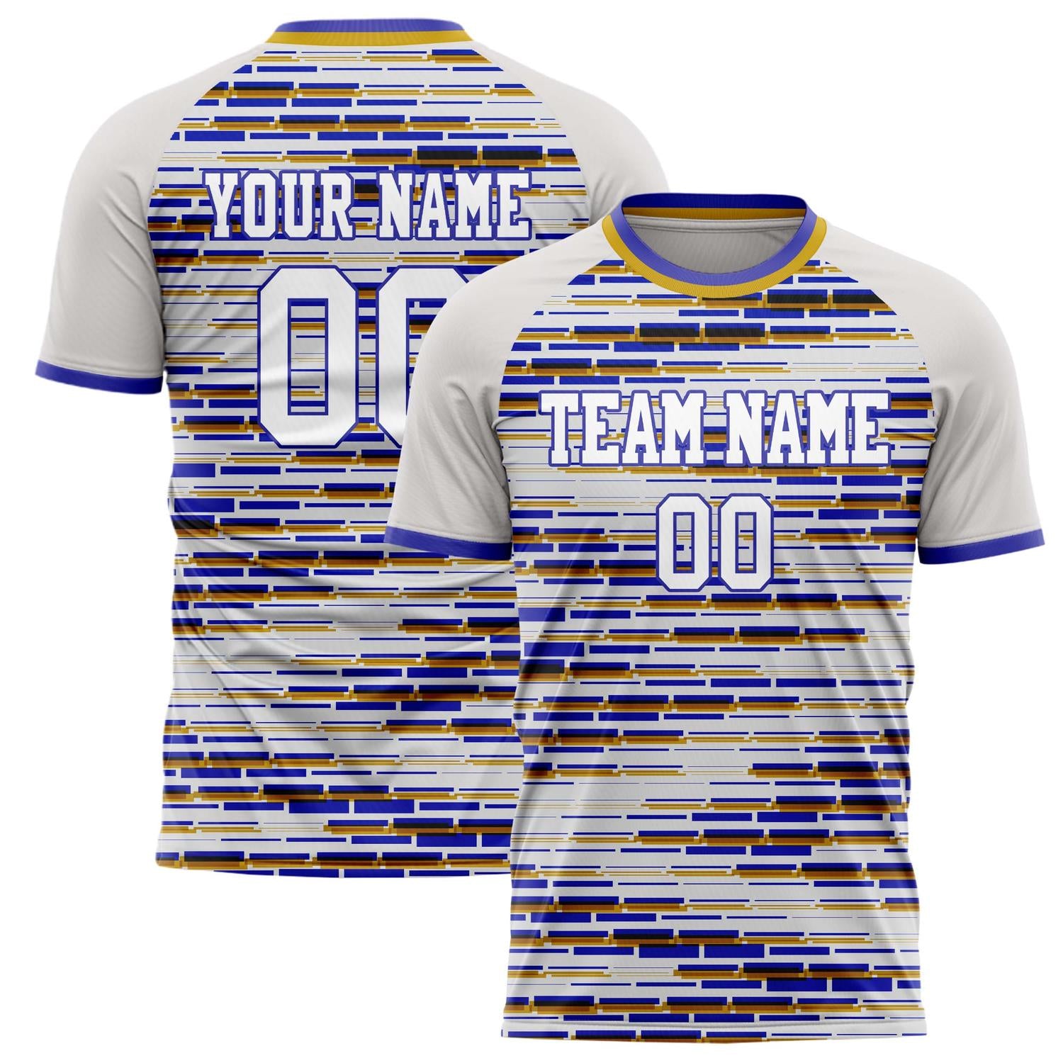 Custom White Royal Pattern Soccer Jersey FT02240809JG100