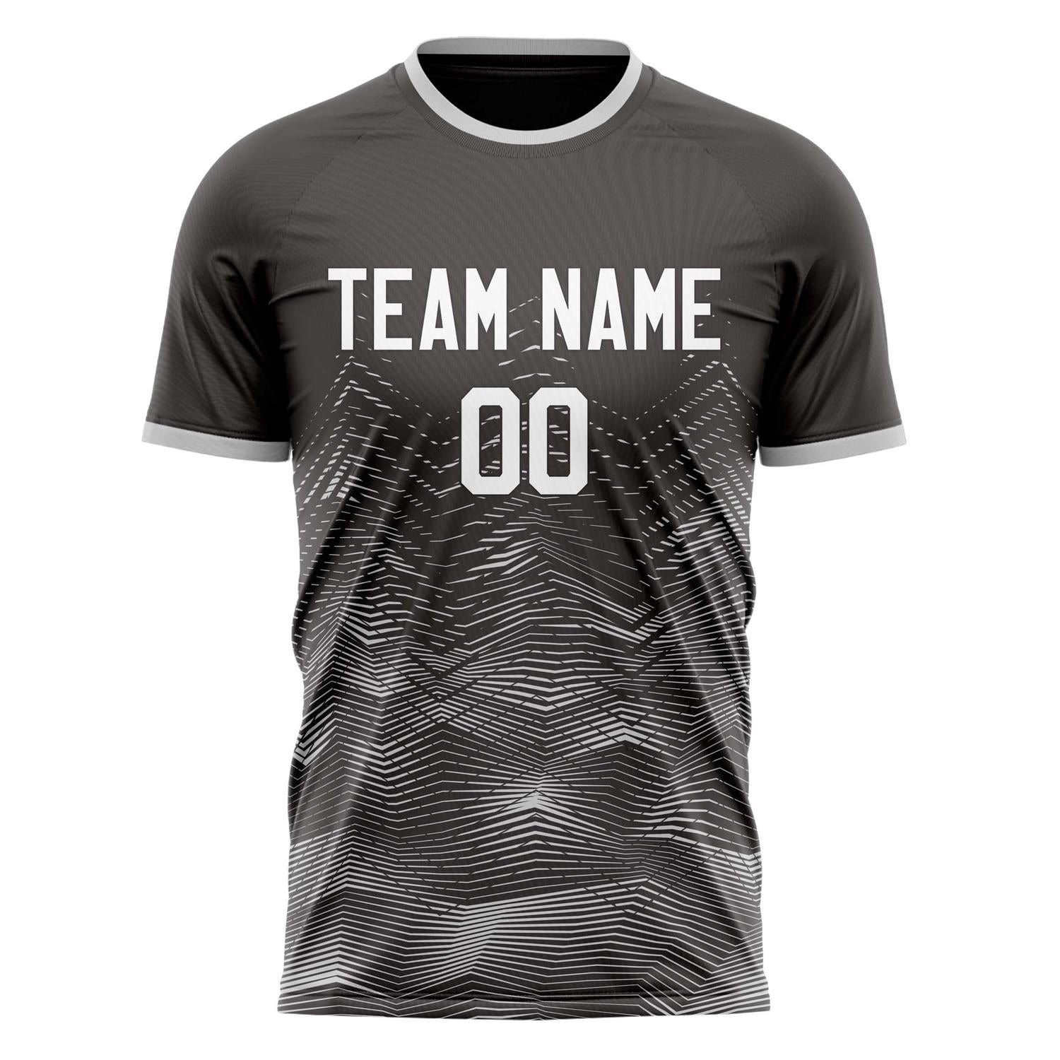 Custom Black Gray Pattern Soccer Jersey
