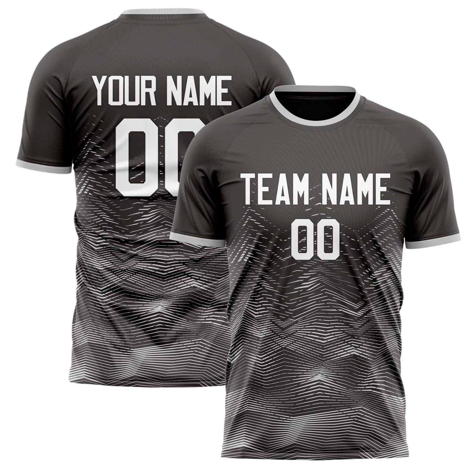 Custom Black Gray Pattern Soccer Jersey FT02240809JG101