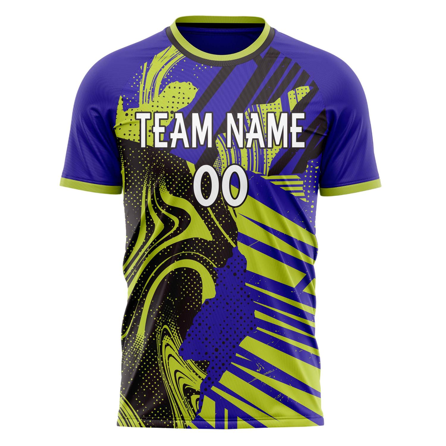 Custom Purple Black Pattern Soccer Jersey