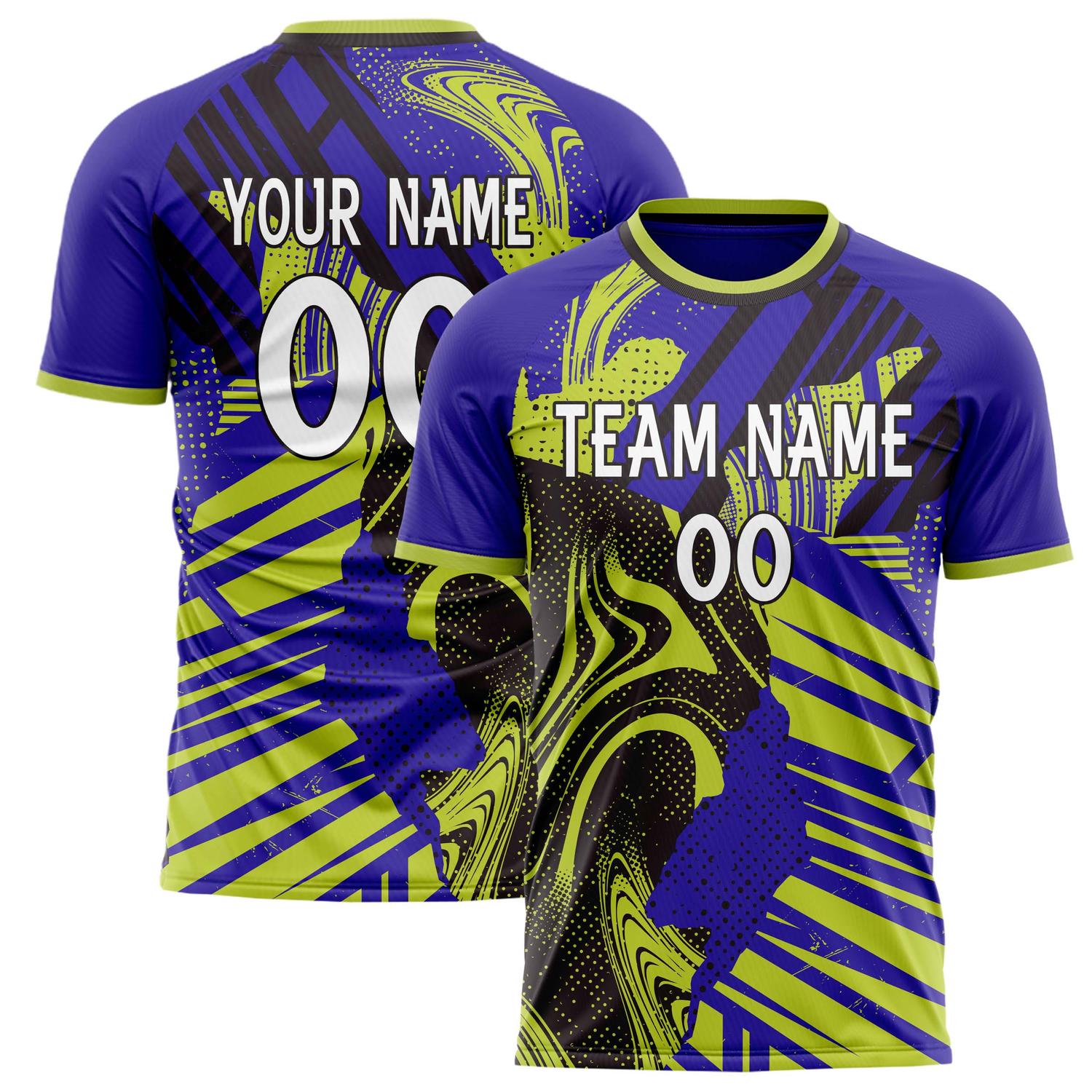 Custom Purple Black Pattern Soccer Jersey FT02240809JG102