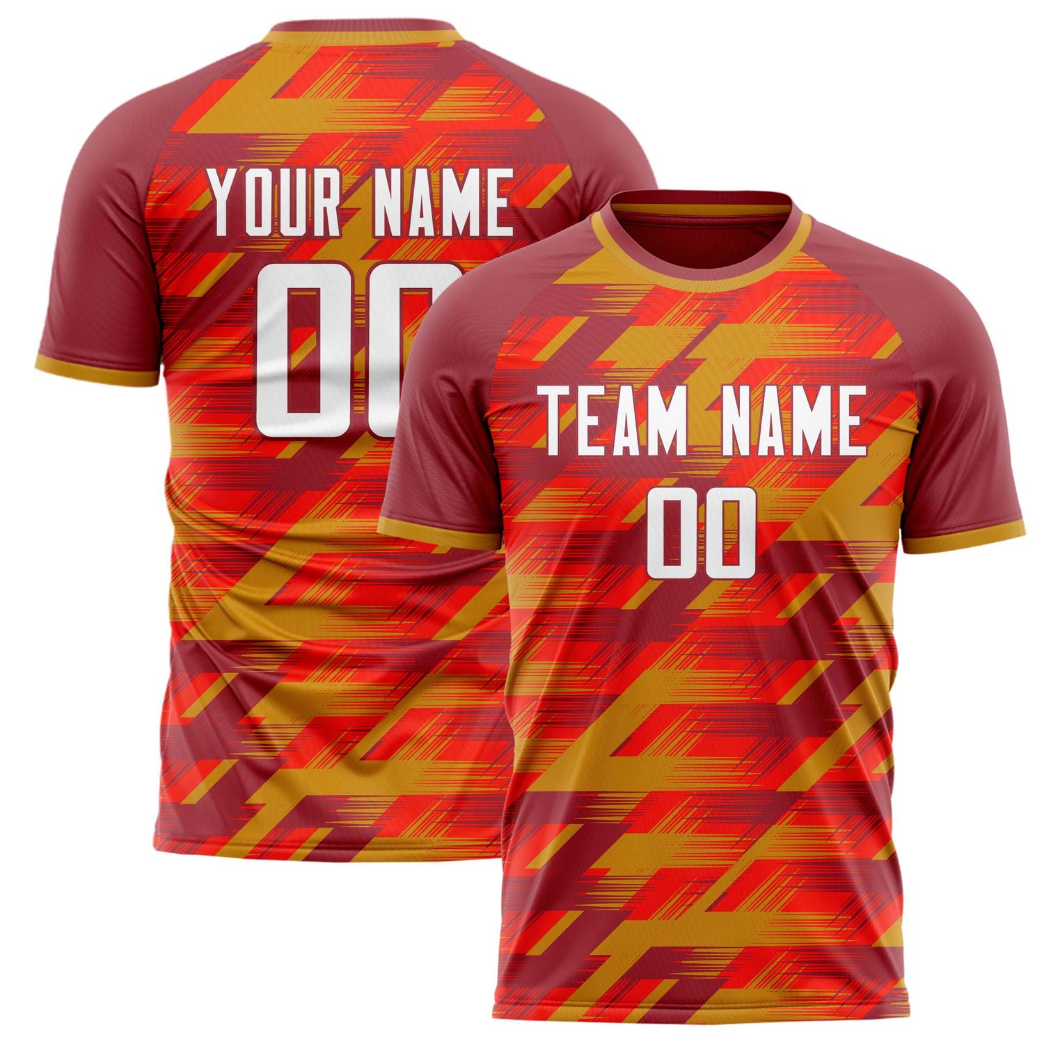 Custom Red White Pattern Soccer Jersey FT02240809JG105