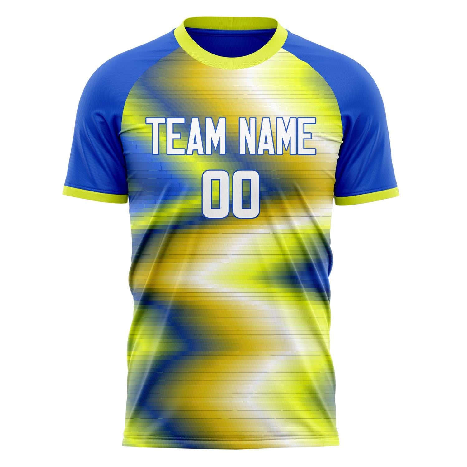 Custom Blue Yellow Pattern Soccer Jersey
