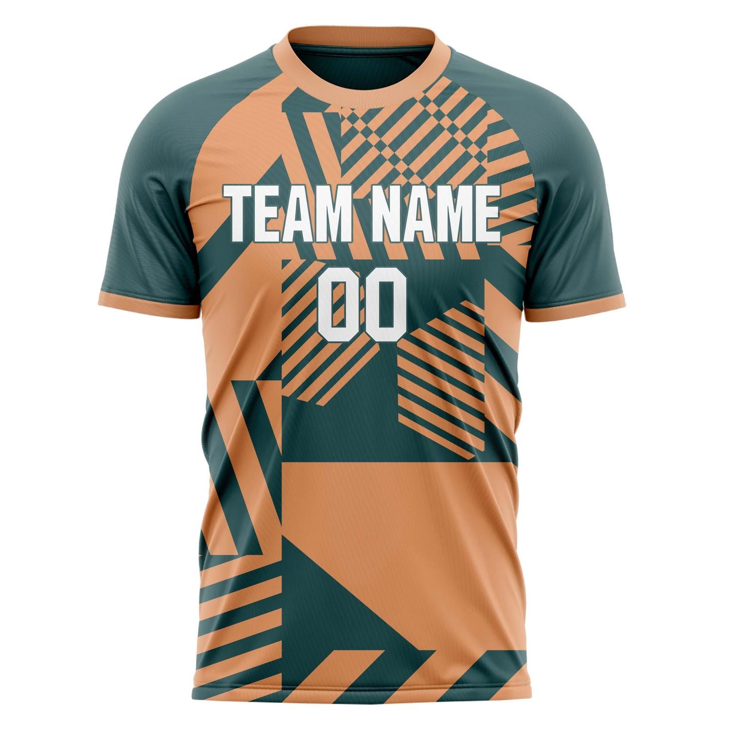 Custom Orange Green Pattern Soccer Jersey