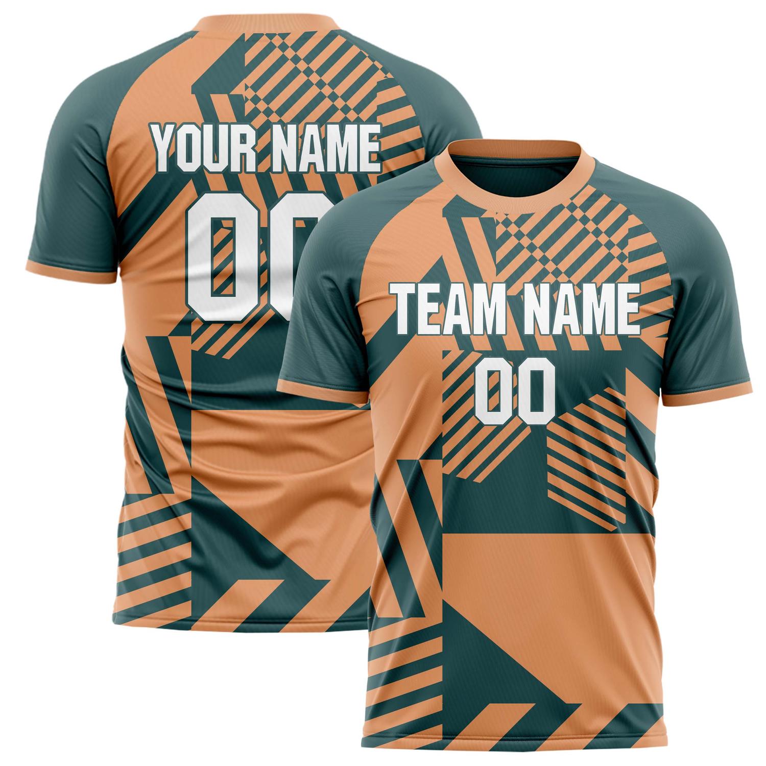 Custom Orange Green Pattern Soccer Jersey FT02240809JG109