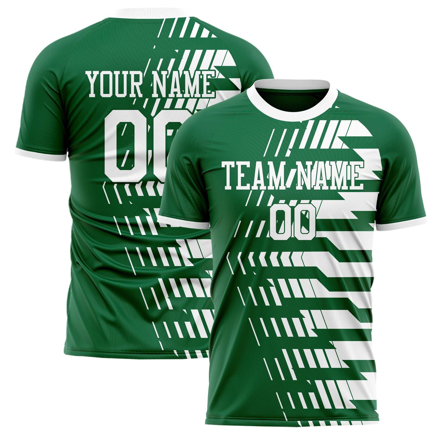 Custom Green White Pattern Soccer Jersey FT02240809JG110