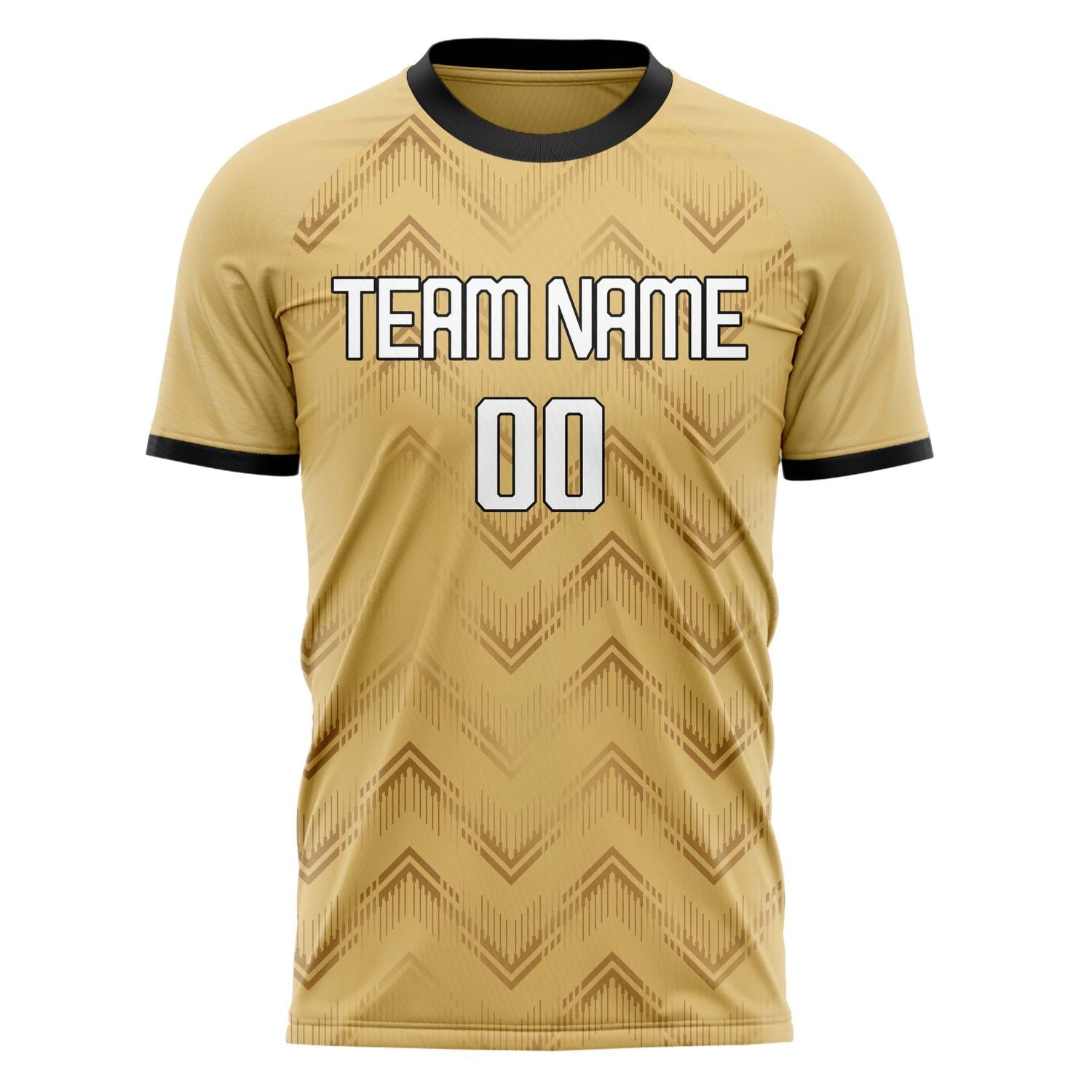 Custom Cream Black Pattern Soccer Jersey