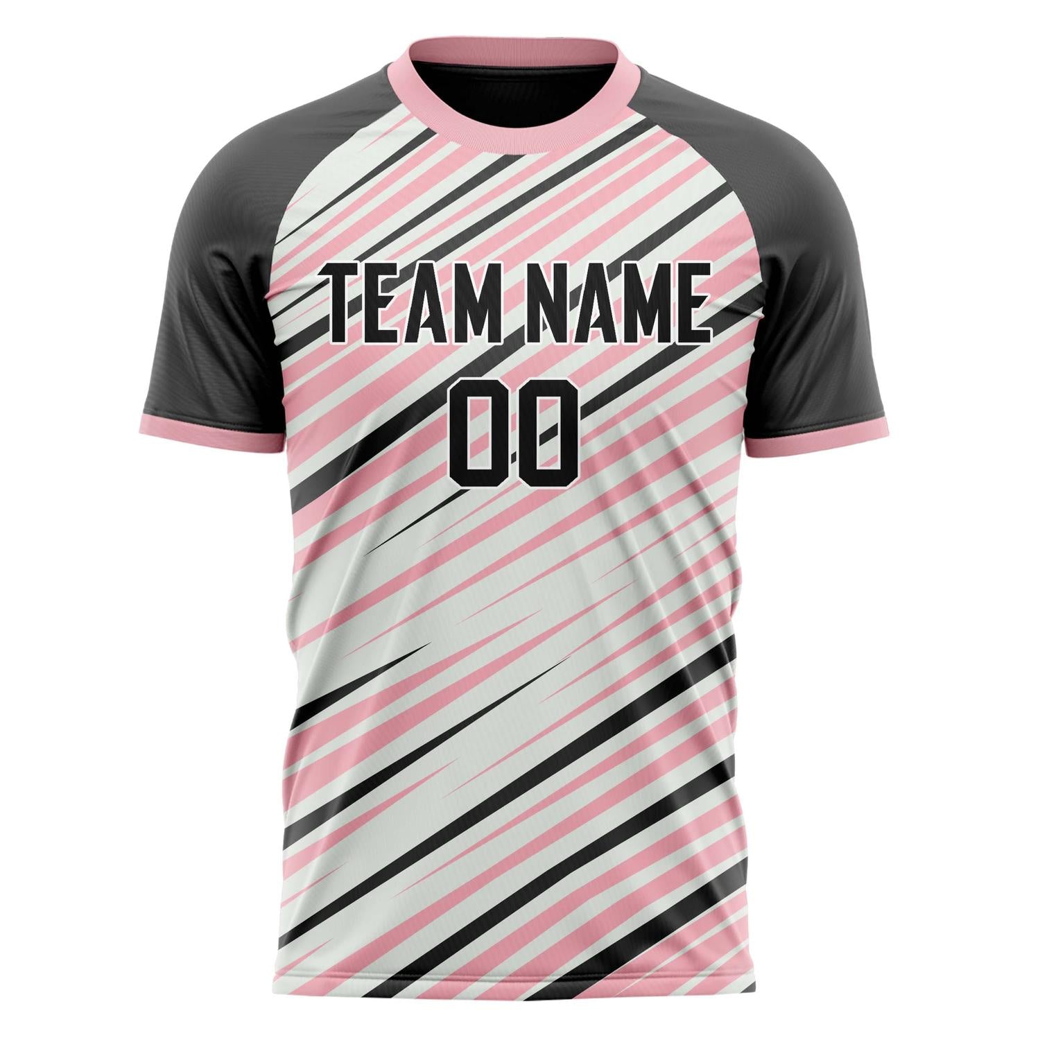Custom Black Pink Pattern Soccer Jersey