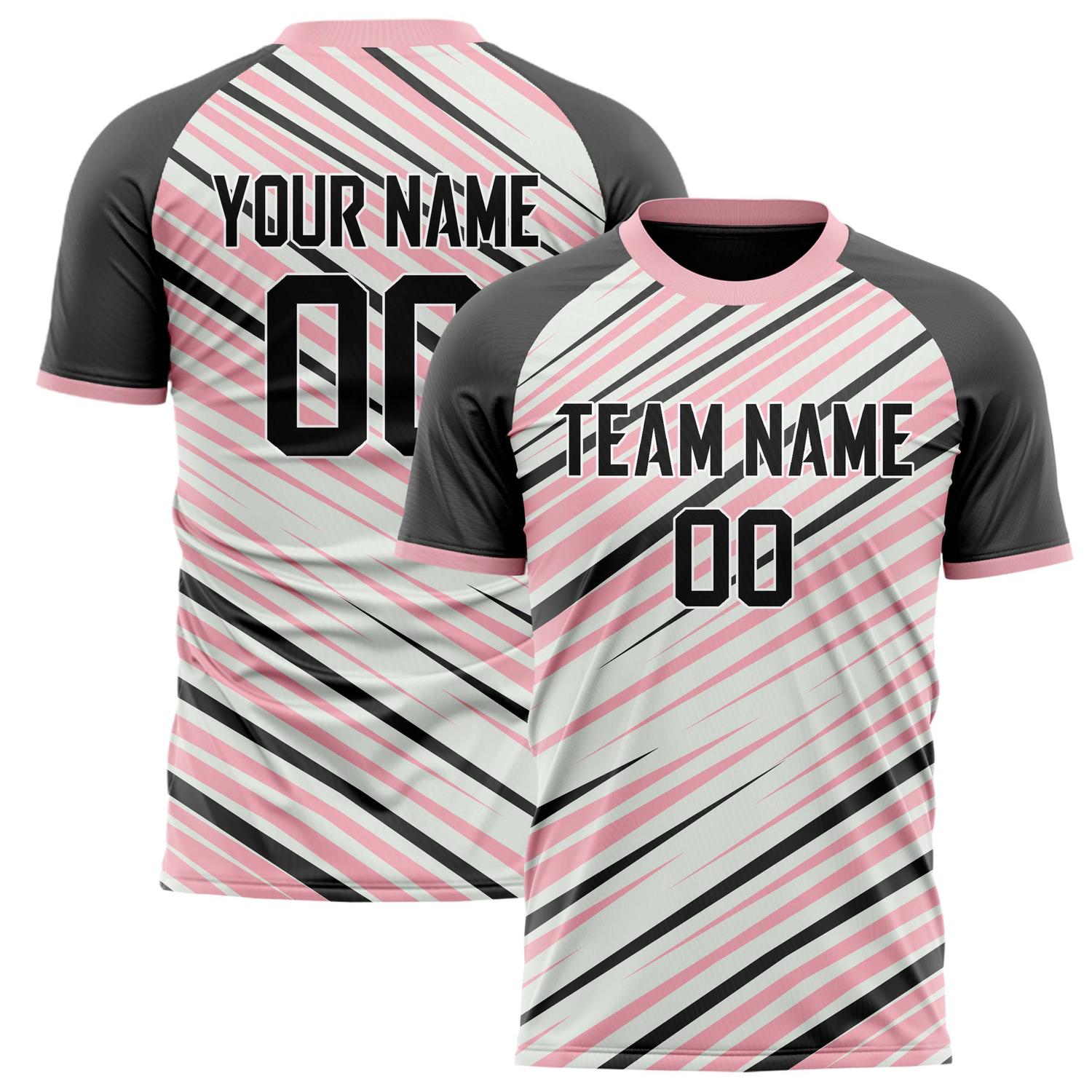 Custom Black Pink Pattern Soccer Jersey FT02240809JG116