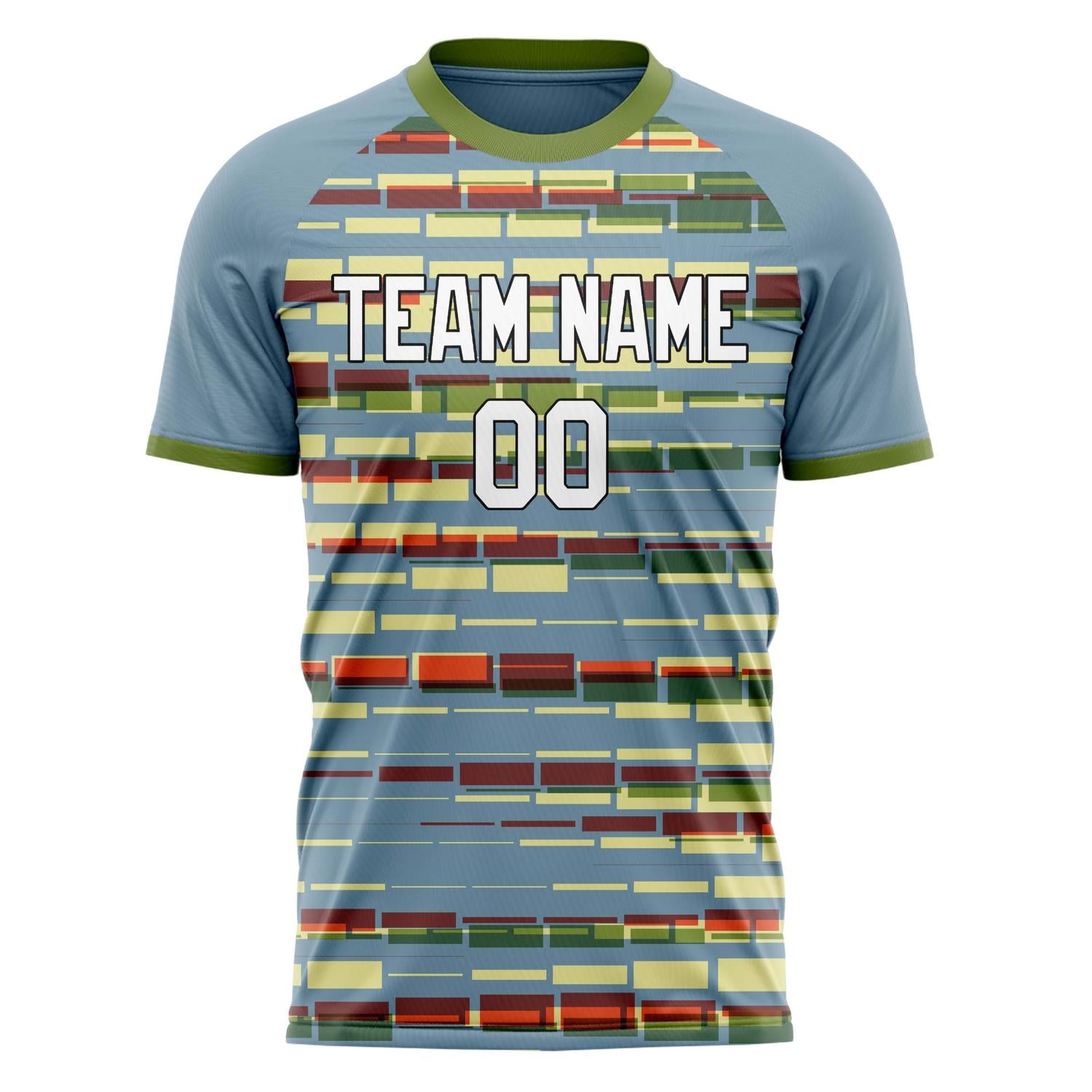 Custom Blue White Pattern Soccer Jersey