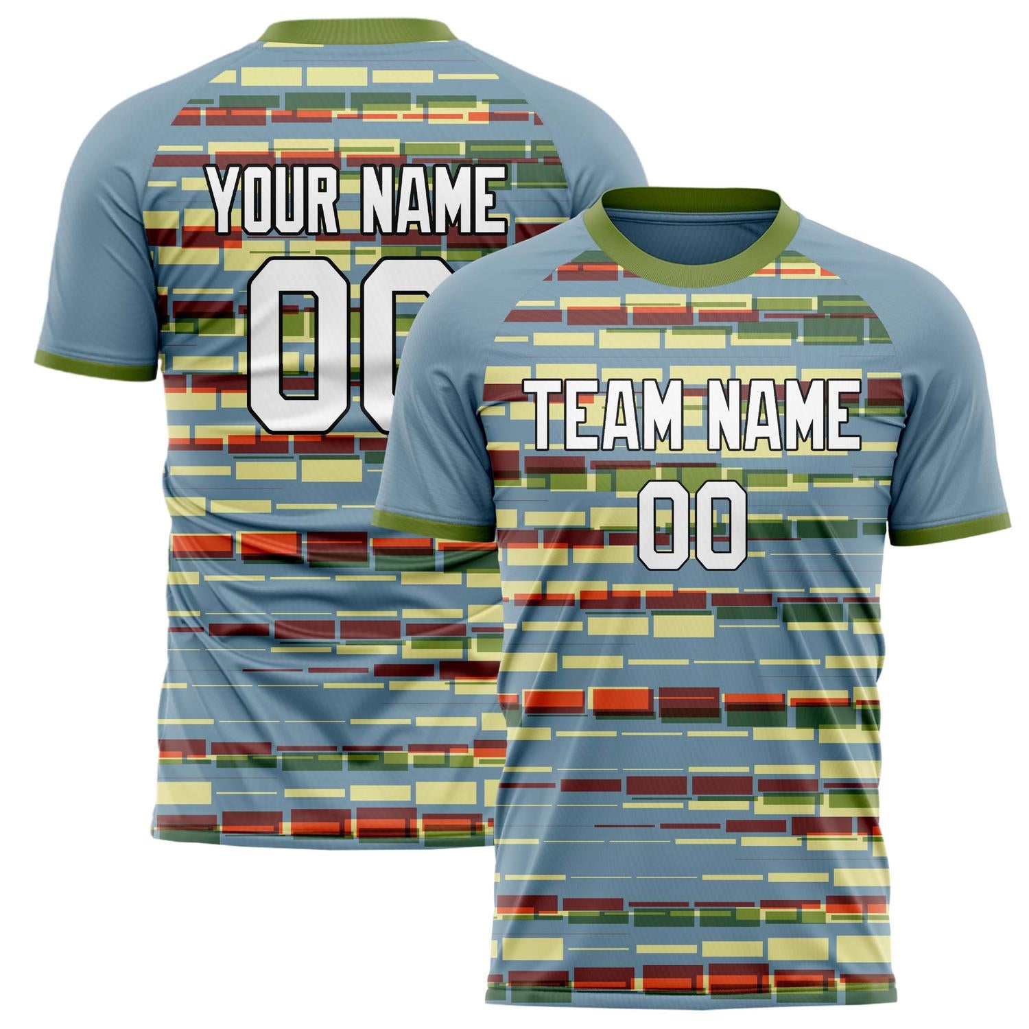 Custom Blue White Pattern Soccer Jersey FT02240809JG117