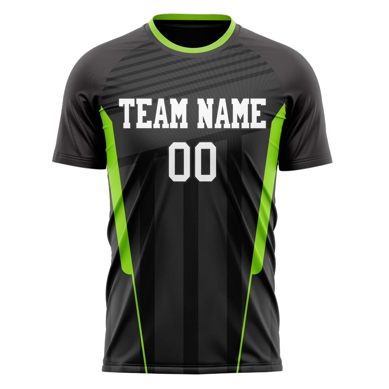Custom Black Neon Green Pattern Soccer Jersey