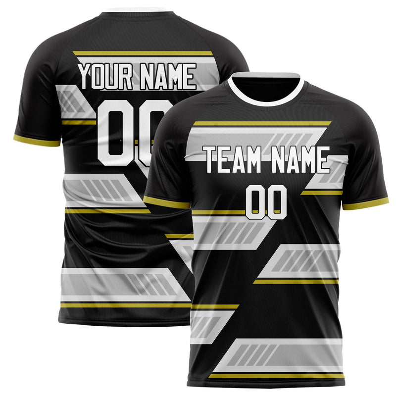 Custom Black White Pattern Soccer Jersey FT02240809JG119