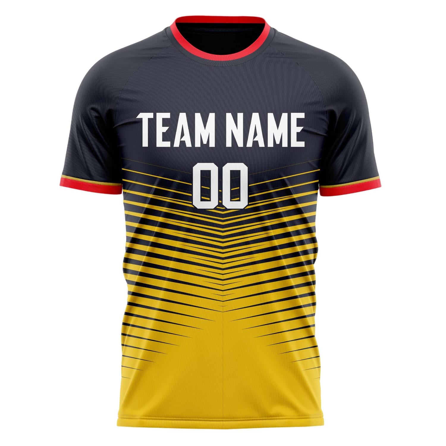 Custom Black Gold Pattern Soccer Jersey