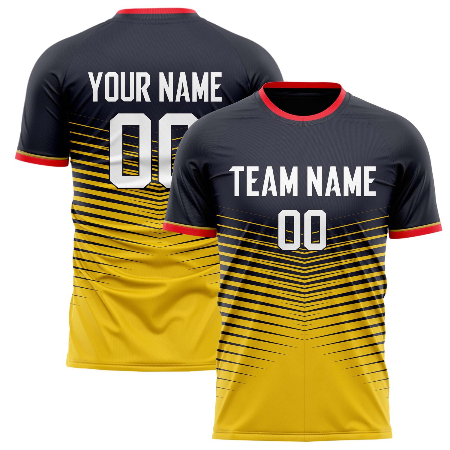 Custom Black Gold Pattern Soccer Jersey FT02240809JG122