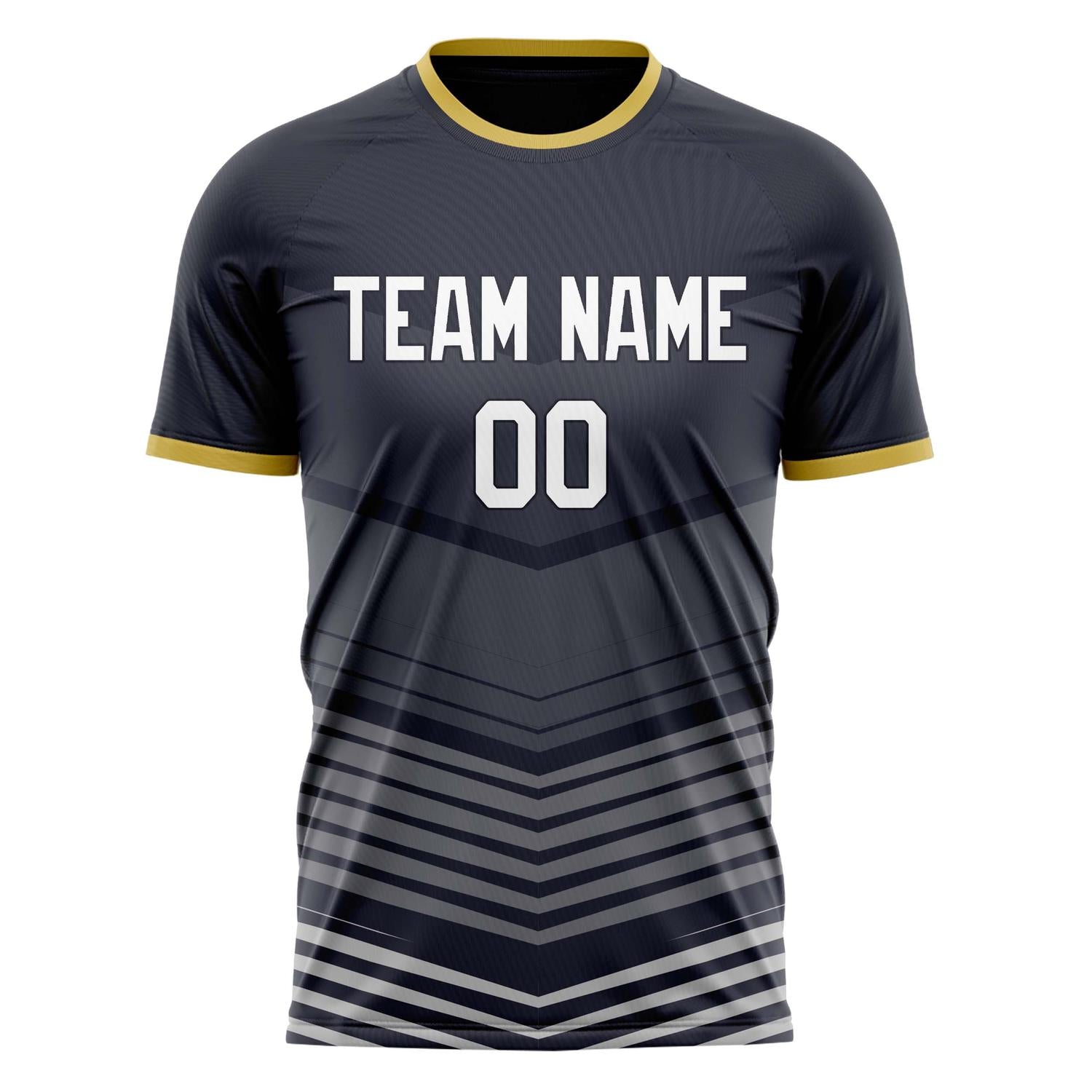 Custom Black Gray Pattern Soccer Jersey
