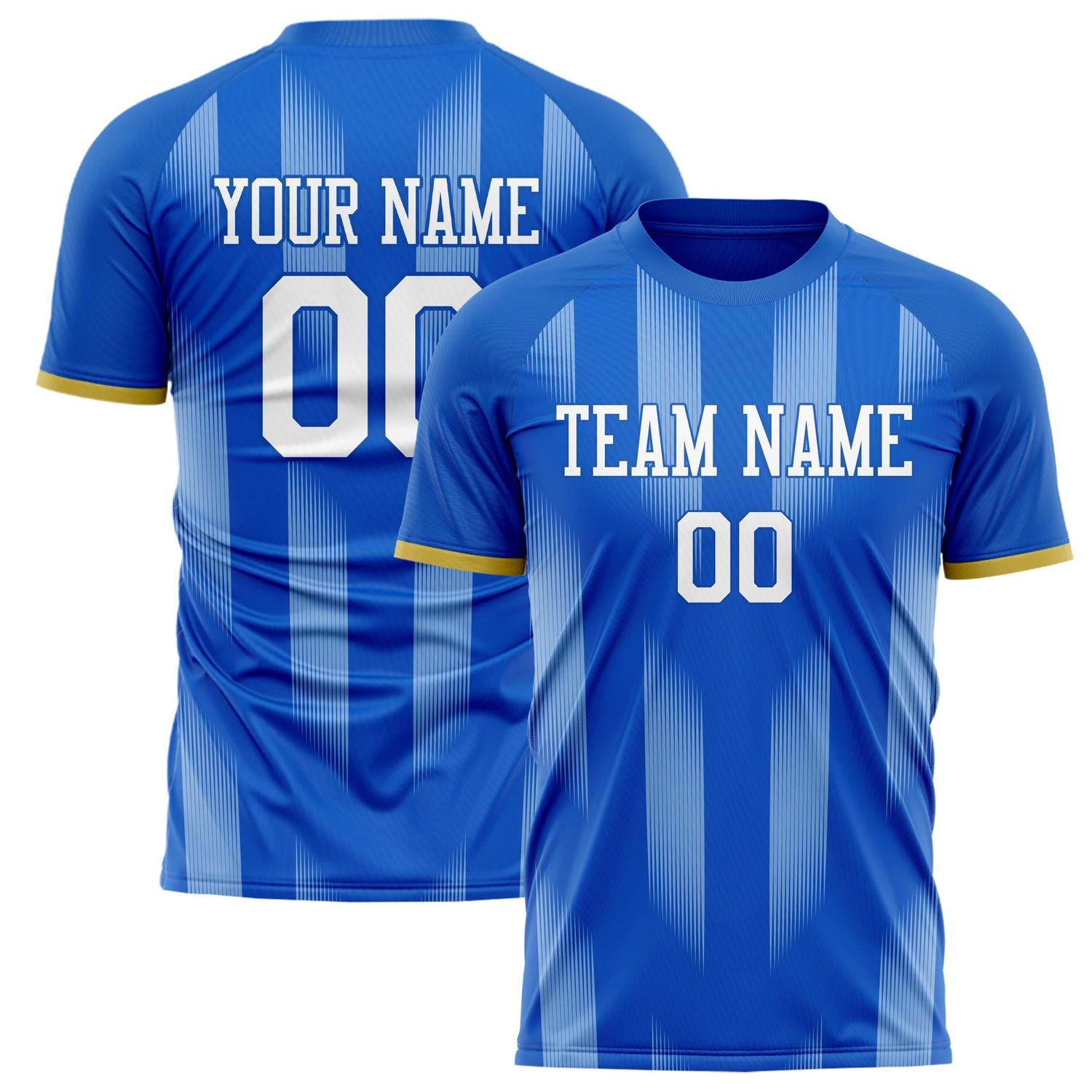 Custom Blue White Pattern Soccer Jersey FT02240809JG125