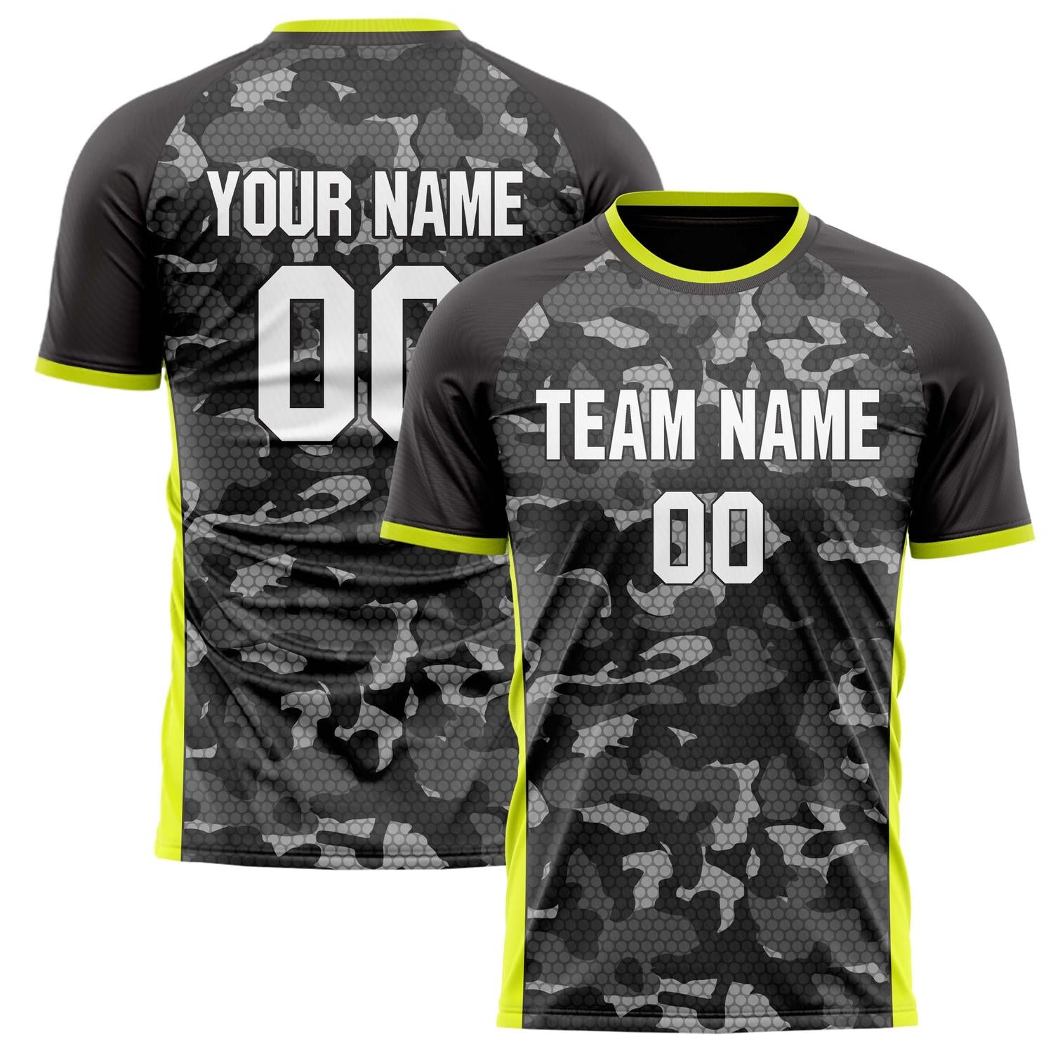 Custom Black Gray Pattern Soccer Jersey FT02240809JG126