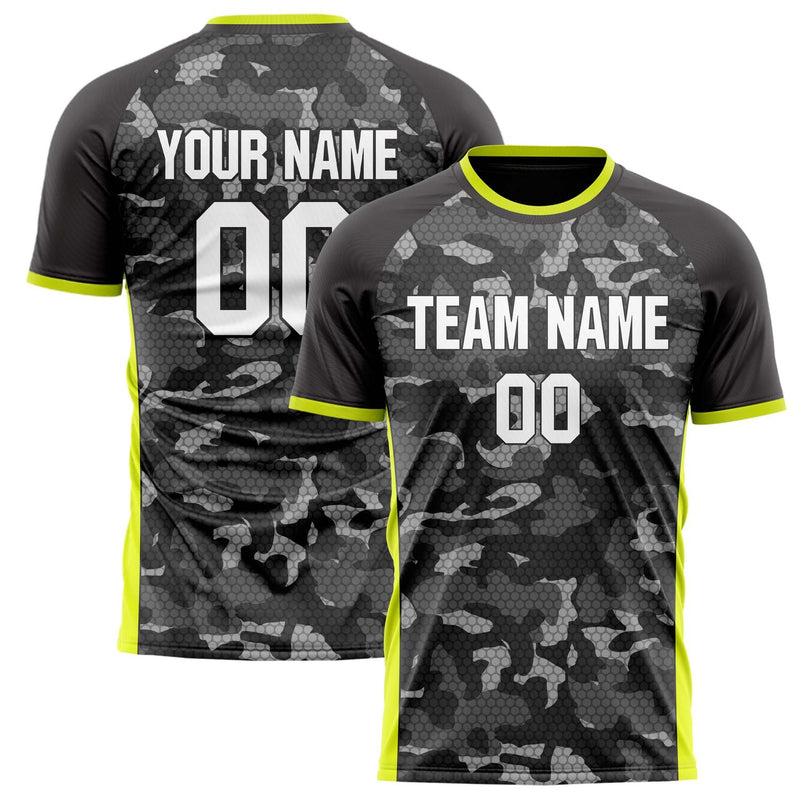 Custom Black Gray Pattern Soccer Jersey FT02240809JG126