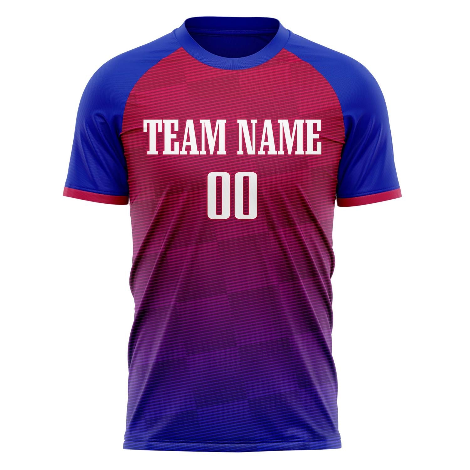 Custom Red Blue Pattern Soccer Jersey