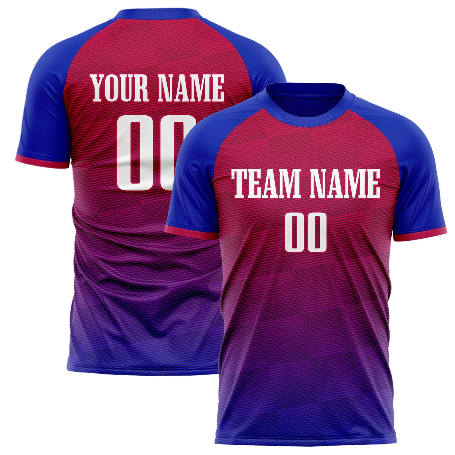 Custom Red Blue Pattern Soccer Jersey FT02240809JG128