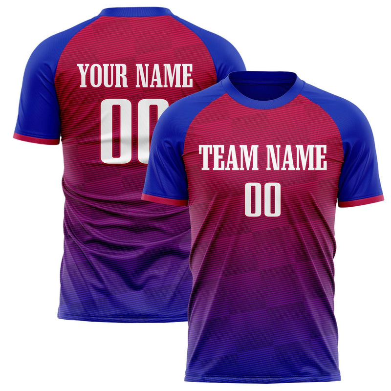 Custom Red Blue Pattern Soccer Jersey FT02240809JG128