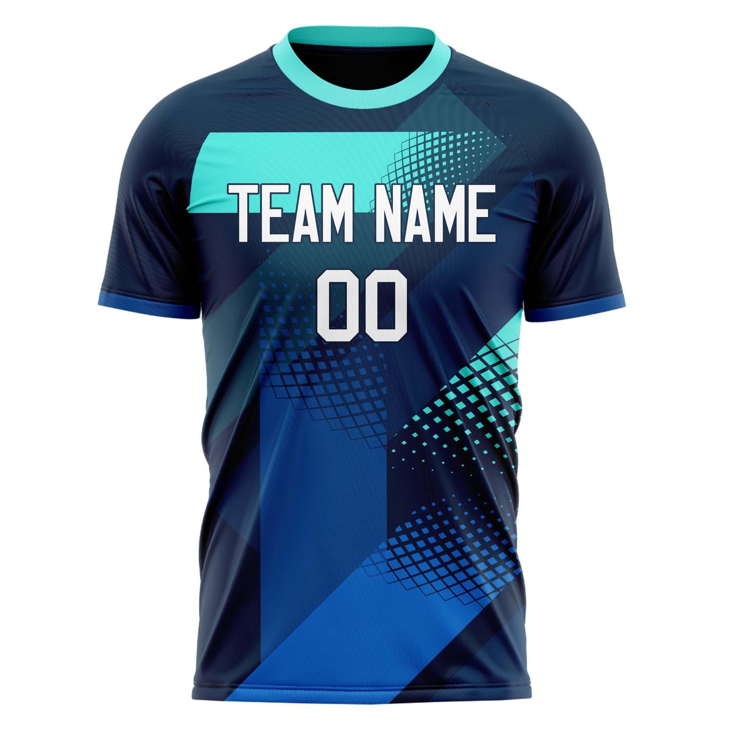 Custom Black Blue Pattern Soccer Jersey