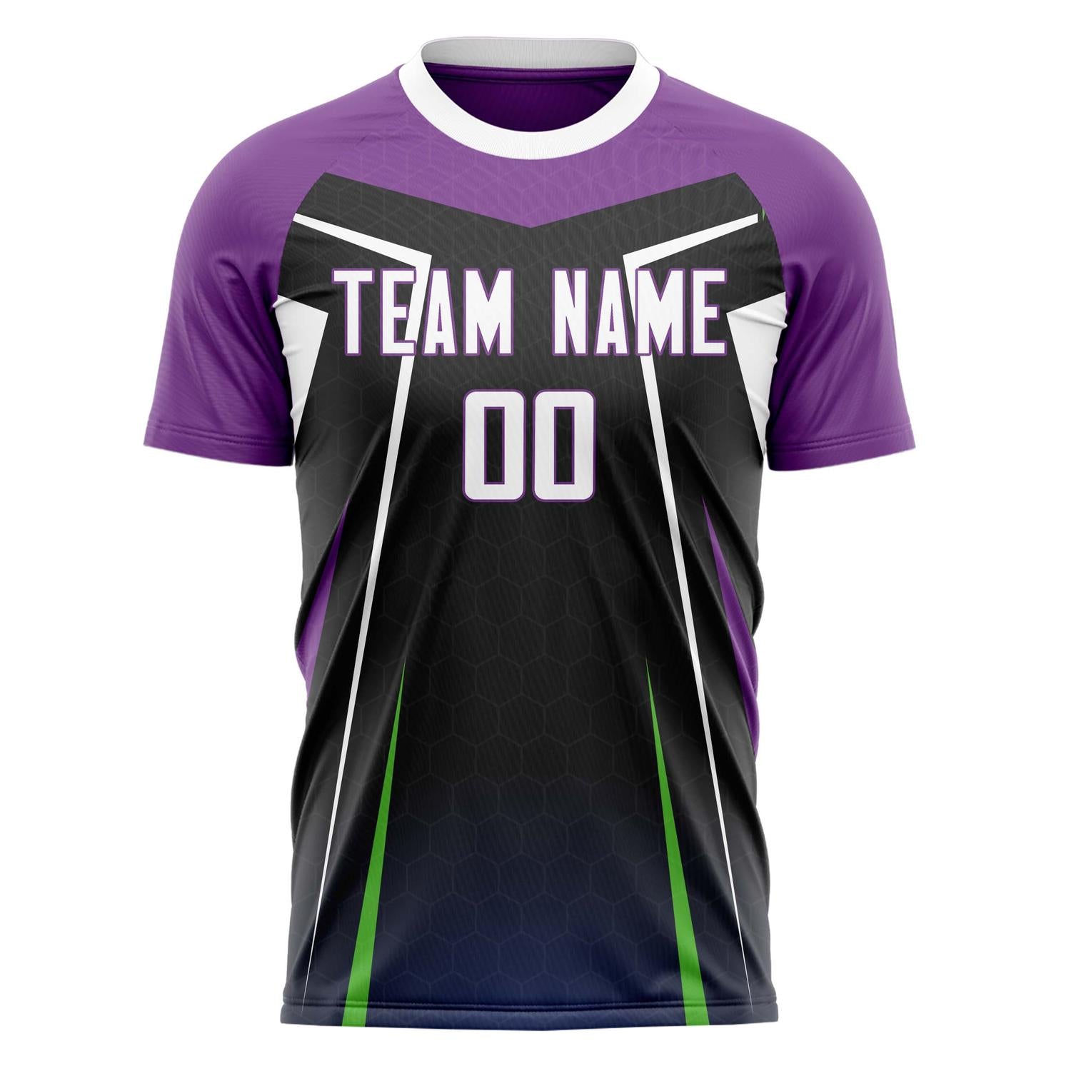 Custom Black Purple Pattern Soccer Jersey