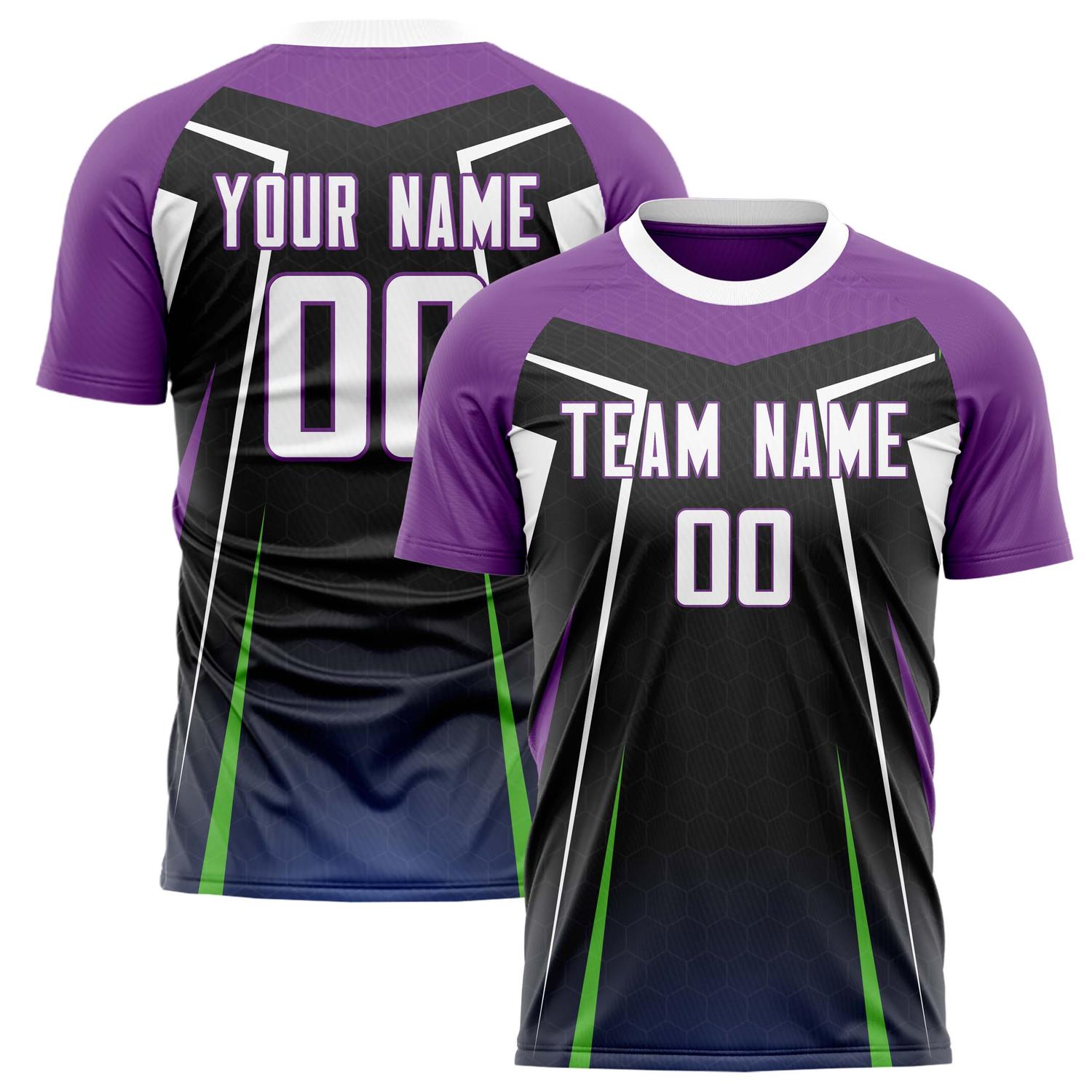 Custom Black Purple Pattern Soccer Jersey FT02240809JG130