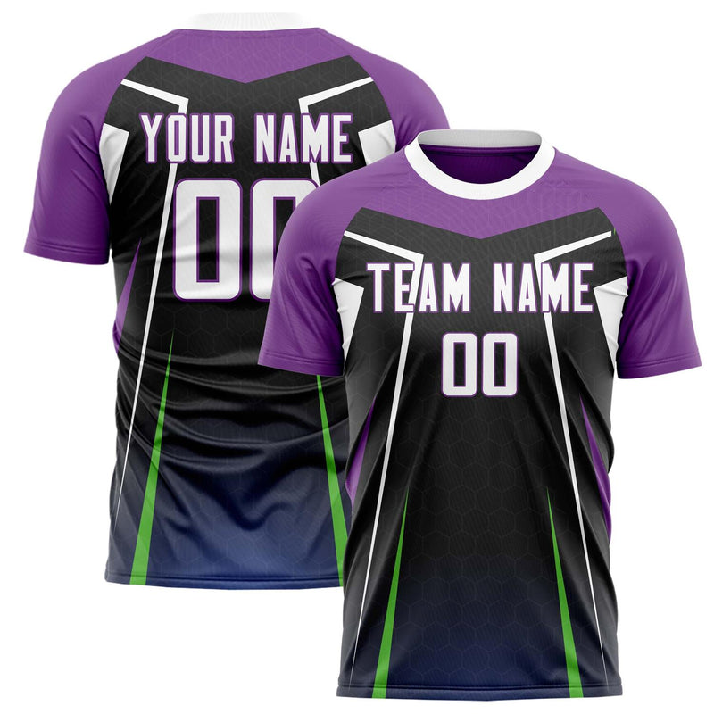 Custom Black Purple Pattern Soccer Jersey FT02240809JG130