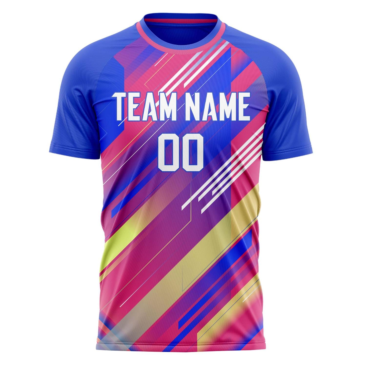 Custom Blue Pink Pattern Soccer Jersey