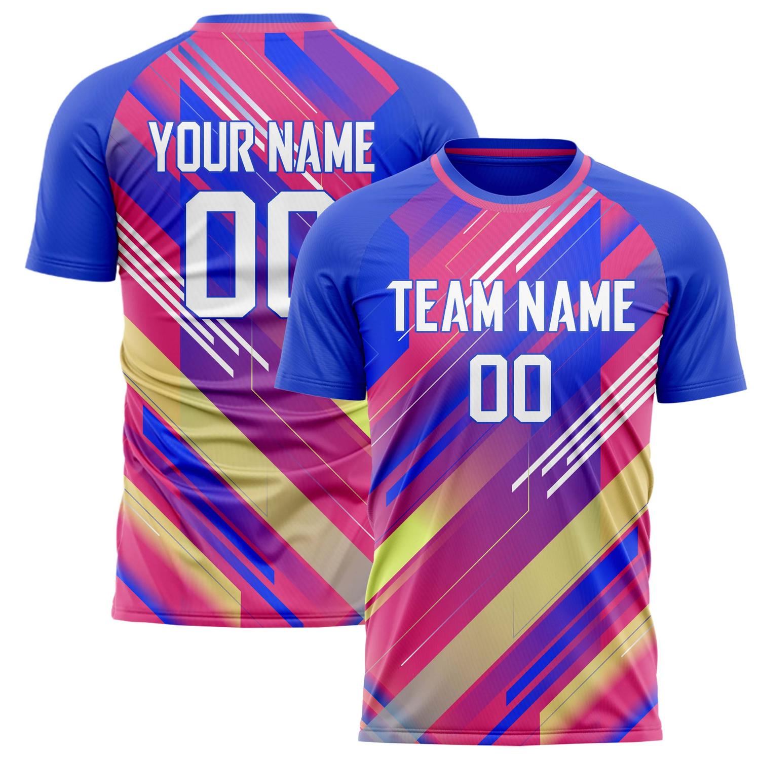 Custom Blue Pink Pattern Soccer Jersey FT02240809JG131