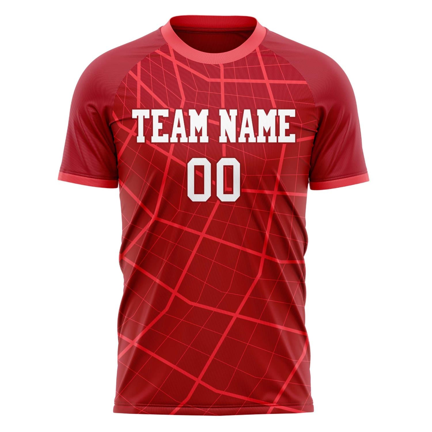 Custom Red White Pattern Soccer Jersey