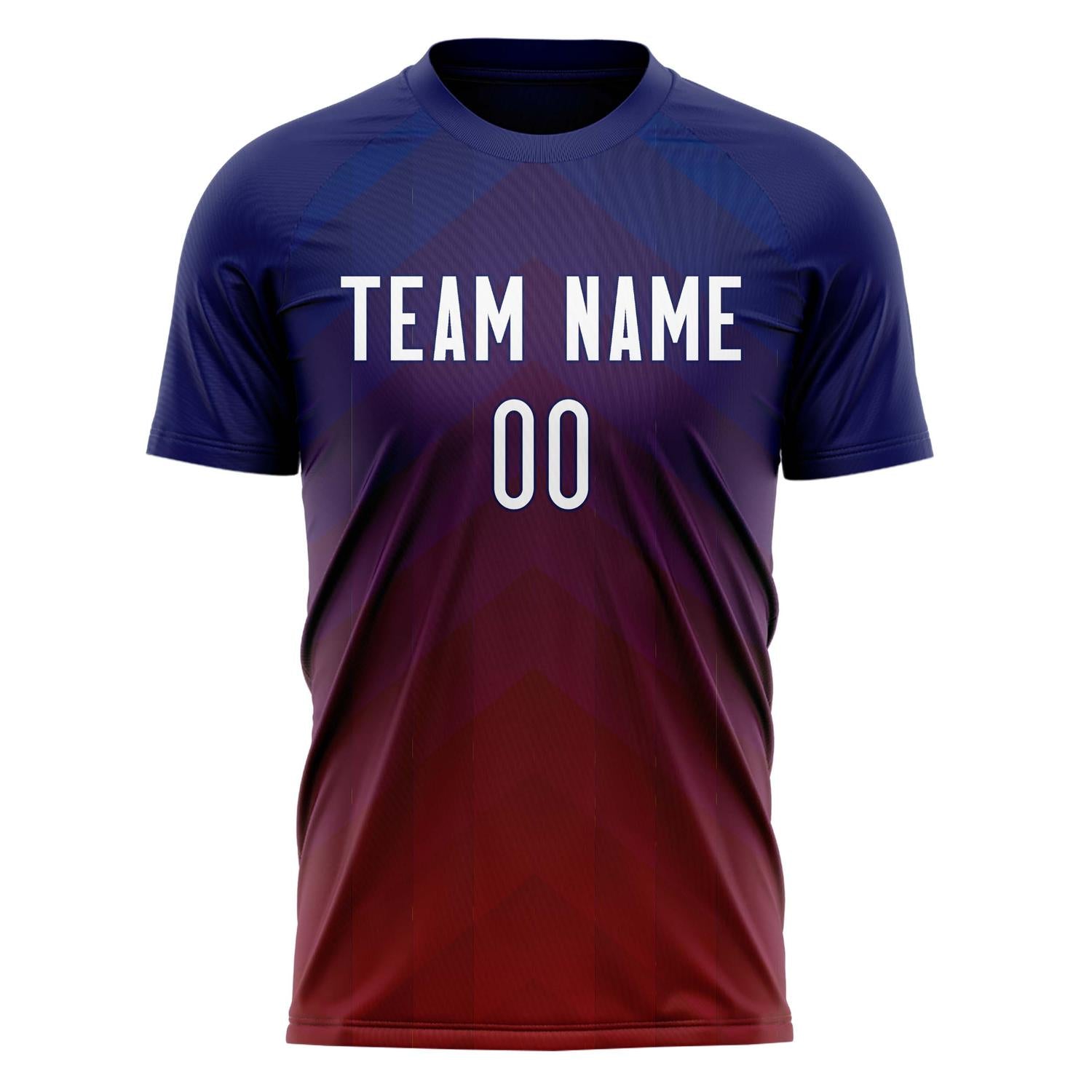 Custom Navy Red Pattern Soccer Jersey