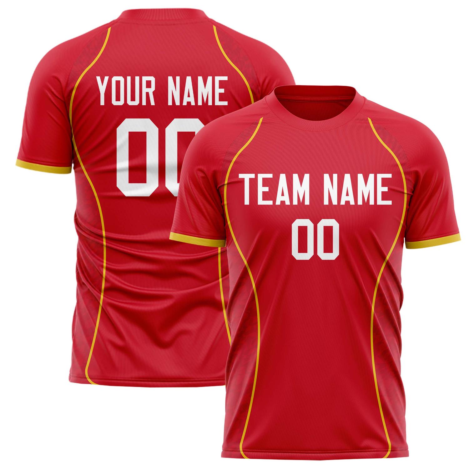 Custom Red White Pattern Soccer Jersey FT02240809JG135