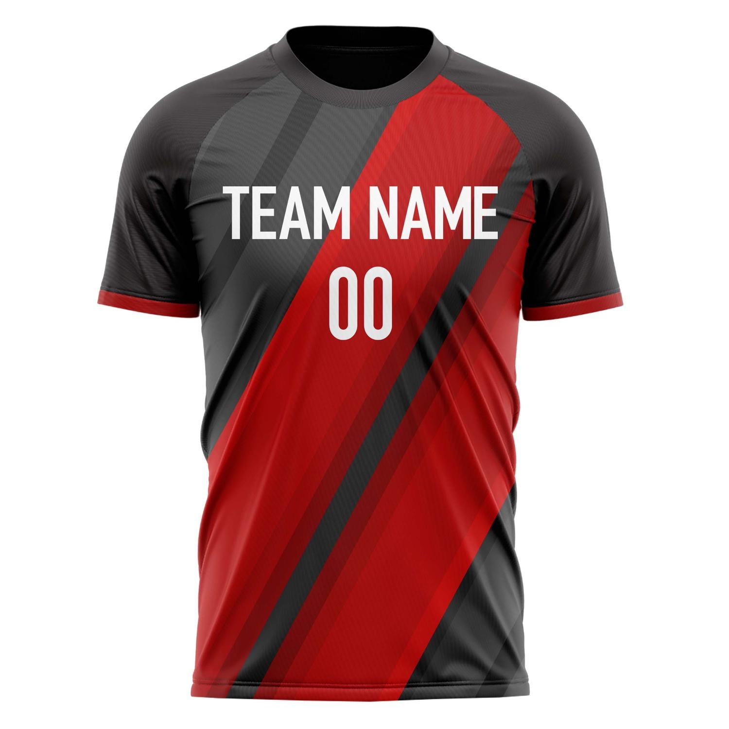 Custom Black Red Pattern Soccer Jersey