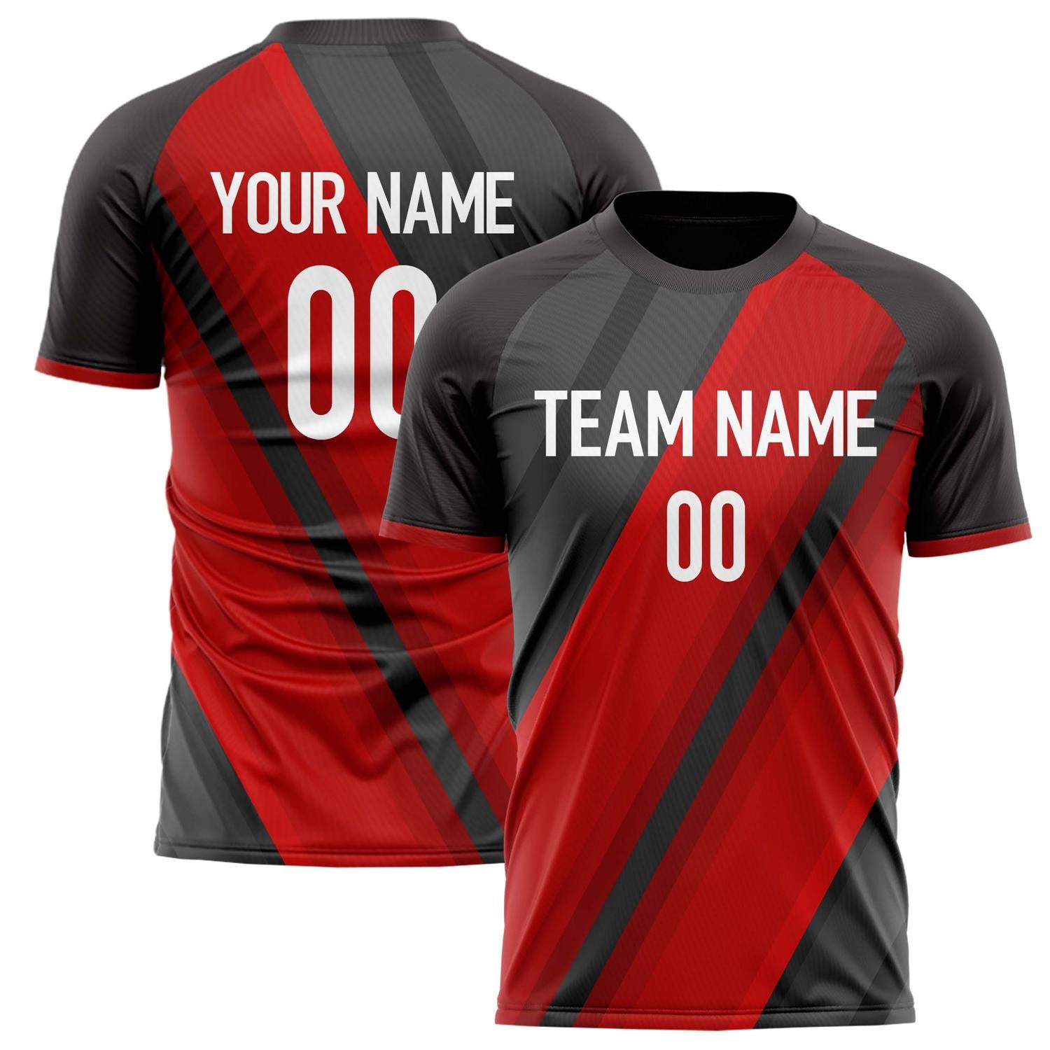 Custom Black Red Pattern Soccer Jersey FT02240809JG136