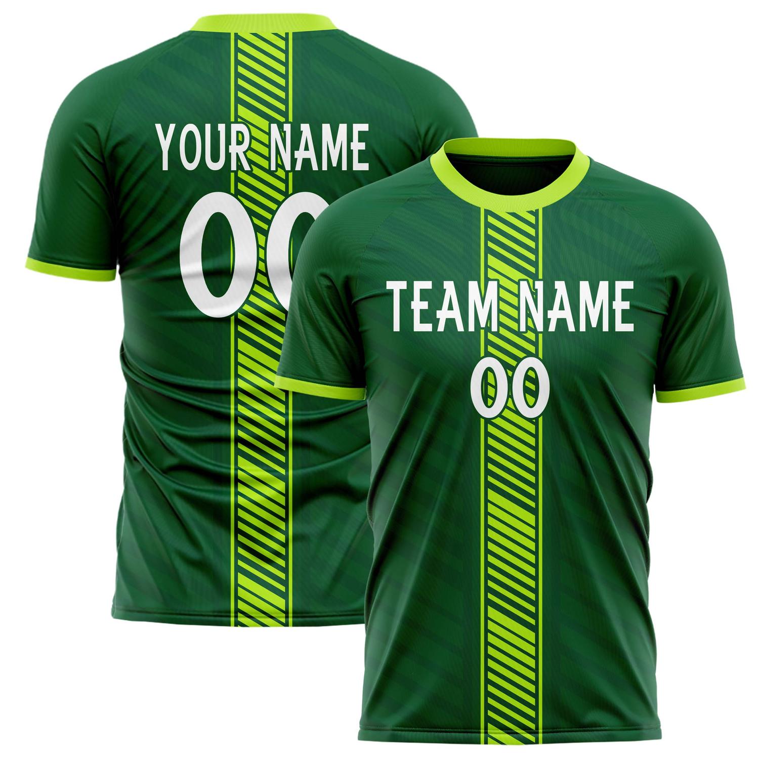 Custom Green White Pattern Soccer Jersey FT02240809JG138